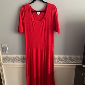 Lularoe Ana Maxi Dress Solid Red